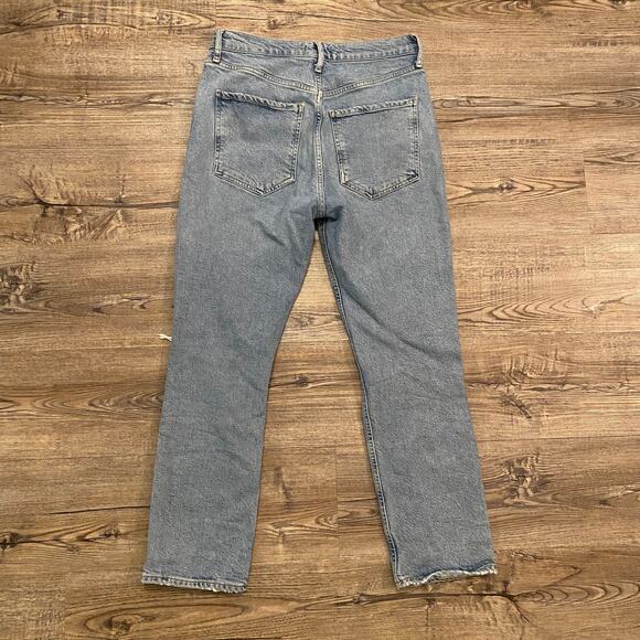 AGOLDE Women's size 29 Riley Button Fly High Rise Straight Fit Distressed Jeans - Picture 6 of 8